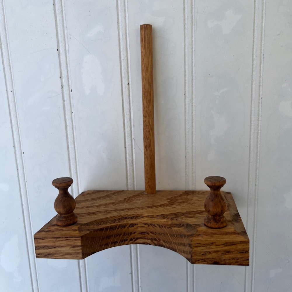 Handmade Oak Wood Display Stand Jewelry Collectible Holder Rustic Brown